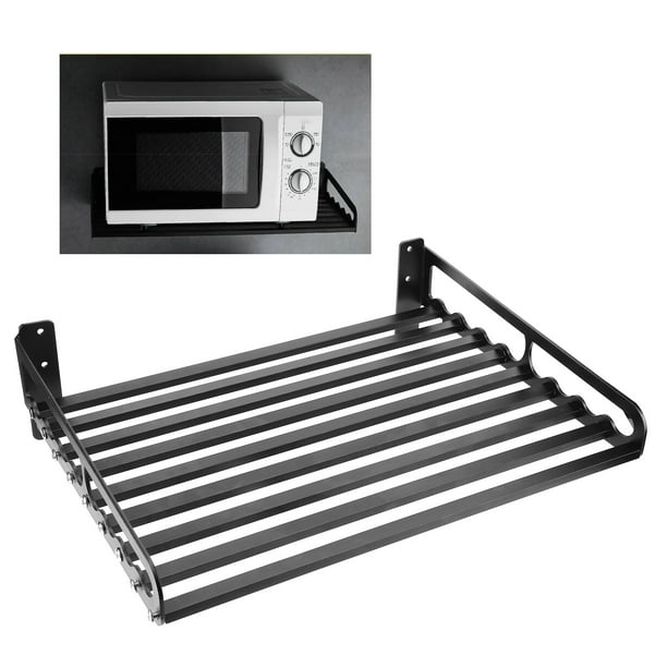 Wall-mounted Microwave Oven Rack Metal Shelf Kitchen Organizer Storage Holder 